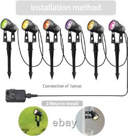6Pcs Garden Spike Lights, IP65 Waterproof LED Rgb+Warm White Color Changing COB