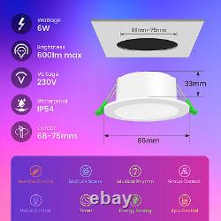 6W LED Recessed Ceiling Light RGB Colour Change Dimmable Flat Downlights Alexa