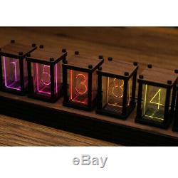6-Digit Walnut RGB LED Tube Clock DIY KIT Retro Desk Shelf Clock Not Nixie Clock
