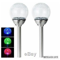 6 x Solar Power Colour Changing Crackle Glass Ball Lights