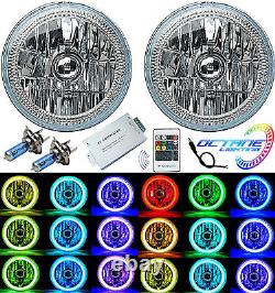 7 Multi-Color White Red Blue Green RGB SMD LED Halo Angel Eye Headlights Pair