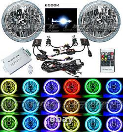 7 RGB SMD Multi-Color White Red Blue Green LED Halo Angel Eye 6K HID Headlights