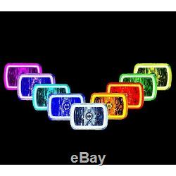 7x6 RGB COB Color Change Halo Angel Eye LED Headlights Fits JEEP WRANGLER CJ YJ