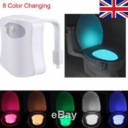 8 Color Toilet Night Light LED Sensing Automatic Bowl Seat Sensing Glow Gift UK