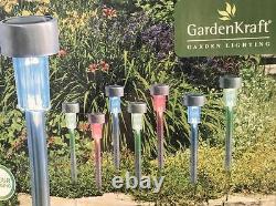 8 X Solar Lights Post Garden Patio Outdoor Led Colour Changing Stainless Steel