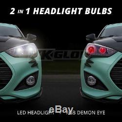 9004 2in1 LED Headlight Bulbs + Color Changing Demon Eye for Projector Reflector