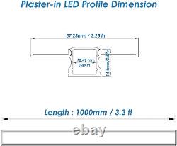 Besseto Plaster-in LED Profile 6 Pack 3.3ft/1m Aluminum LED Plaster Free Drywall