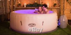 Bestway Lay-Z-Spa Paris 6 Person LED Inflatable Round Heated Hot Tub White