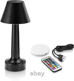 Black Aluminium Rechargeable Remote-Controlled Colour Changing Dimmable LED Tabl