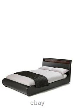 Black Faux Leather Bed Frame Colour Changing LED Lights King COLLECTION CW1