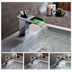 Cascada Color Changing LED Waterfall Bathroom Sink Faucet HDD721 Chrome Finish