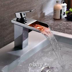 Cascada Color Changing LED Waterfall Bathroom Sink Faucet HDD721 Chrome Finish