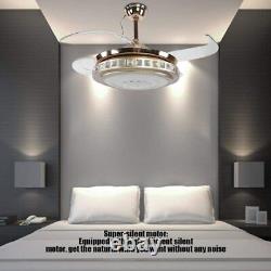 Champagne Gold Ceiling Fan, 42 3-Color Changing Lights LED Ceiling Fan 4 Blades