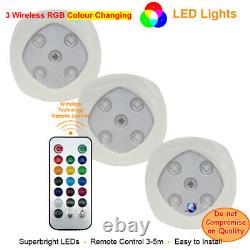 Changing Color RGB LED Lights Home Wireless Remote Control Spotlights, Set of 3/6
