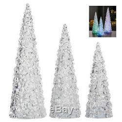 Christmas LED Holiday Trees, Set of 3 Acrylic Lights Decoration COLOR Changes