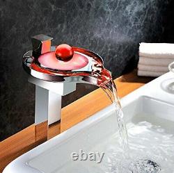 Chrome LED Waterfall Colors Changing Bathroom Basin Mixer Sink Faucet HDD727H