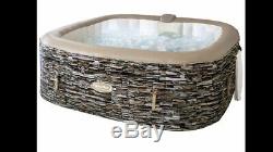 Cleverspa Sorrento Hot Tub Square 6+ person with LED lights -marble slate print