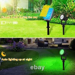 Color Changing Solar Landscape Spotlights, IP65 Waterproof Solar Lights 9.8Ft Ca