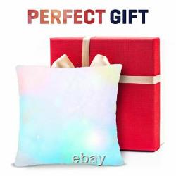 Colour Changing Mood Pillow LED Glow Dark Light Up Cosy Relax Fur Cushion Soft