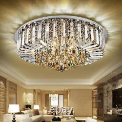 Contemporary Crystal Glass LED 3 Colors Changed Round Ceiling Lights Flush Mount