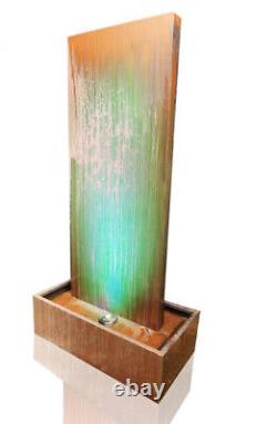 Corten Steel Water Wall Feature Fountain Colour Changing LEDs Vertical H120cm