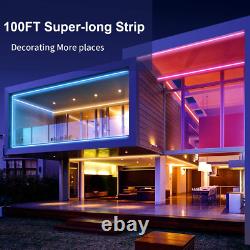 DANSNY 100FT/30M Bluetooth LED Strip Lights, Music Sync Color Changing LED Light