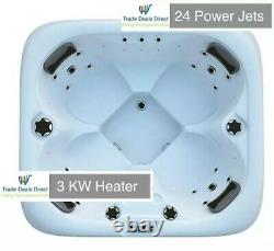 Deluxe 4 Person Hot Tub Colour Changing LED Lights 24 Jets Ready 34Amp