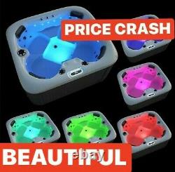 Deluxe 4 Person Hot Tub Colour Changing LED Lights 24 Jets Ready 34Amp