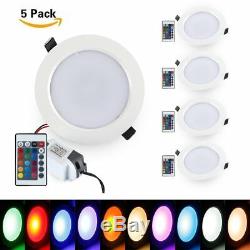 Dimmable RGB Recessed LED Panel Lamp 10W Ceiling Down Light Bulb with IR Remote