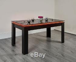 Dining Table LED Colour Changing Modern Kitchen Room 6 Seater Seats White Black