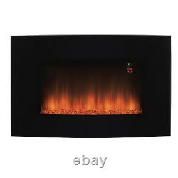 Electric Wall Glass Fire With LED Flames And Remote Control Colour Changing 2kW