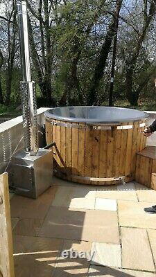 External Wooden Fibreglass Hot tub with 316ANSI external heater Jacuzzi + LED