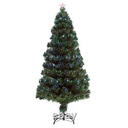 Fiber Optic Christmas Tree Multi Colored Green Color Changing Flashing PRE LIT
