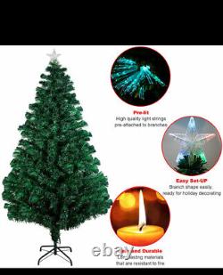 Fibre Optic Christmas Tree Xmas LED Lights Pre Lit Star Green Color Changing 5f