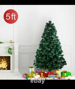 Fibre Optic Christmas Tree Xmas LED Lights Pre Lit Star Green Color Changing 5f