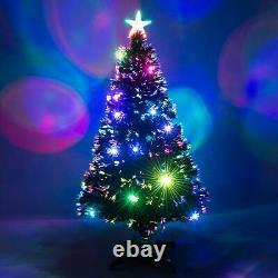 Fibre Optic Christmas Tree Xmas LED Lights Pre Lit Star Green Color Changing New