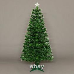 Fibre Optic Christmas Tree Xmas LED Lights Pre Lit Star Green Color Changing New