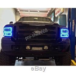 For 05-07 Ford F-250 Multi-Color Changing Shift LED RGB Headlight Halo Ring Set
