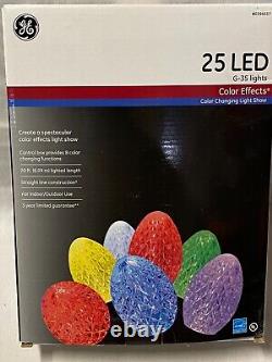 GE 25 LED G-35 Bulb 8 Color Changing Effects Christmas Light Show 20 Ft 0394557