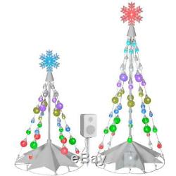 Gemmy Orchestra of Lights TWO Christmas Tree Color Changing LED Lights w Speaker