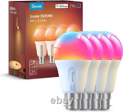Govee Smart A19 LED Light Bulbs, 1000lm RGBWW Dimmable, Wi-Fi Colour Changing &