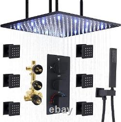 HOMEDEC 20 Rain Shower System with Color Changing LEDs, Thermostatic Mixing Valve