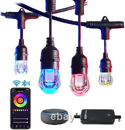 HVS Smart Outdoor String Lights LED 36Ft Color Changing RGBW Patio String Lights