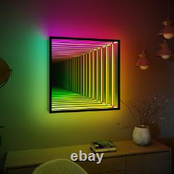 Infinity Mirror LED Wall Lamp, Geometric RGB Colour Changing Wall Decor (50cm)