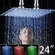 Led 24 Rain Shower Head Mixer 3 Color Changing Chrome Faucet Bass Ceiling Mount