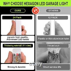 LED Hexagon Garage Light RGB Color Changing 24 Pack for Warehouse Car Detailing