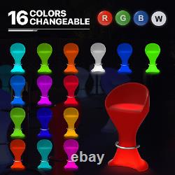 LED Light Up Chair Pub Bar Stool 16 Color Changing Luminous Furniture withFootrest