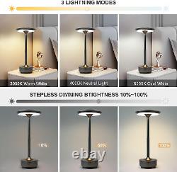 LED Rechargeable Table Lamps, Colour Changing (3000K-6000K) and Dimmable Black