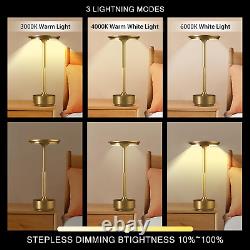 LED Rechargeable Table Lamps, Colour Changing (3000K-6000K) and Dimmable (Gold)