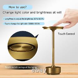 LED Rechargeable Table Lamps, Colour Changing (3000K-6000K) and Dimmable (Gold)